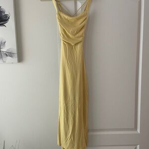 Selfie Leslie Yellow Backless Midi Dress
